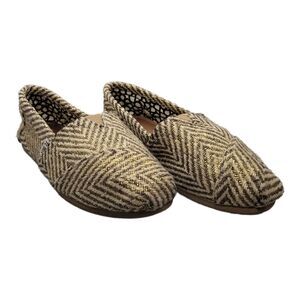 TOMS Gilded Chevron Gold Tweed Herringbone Slip-On Flats Size 7.5